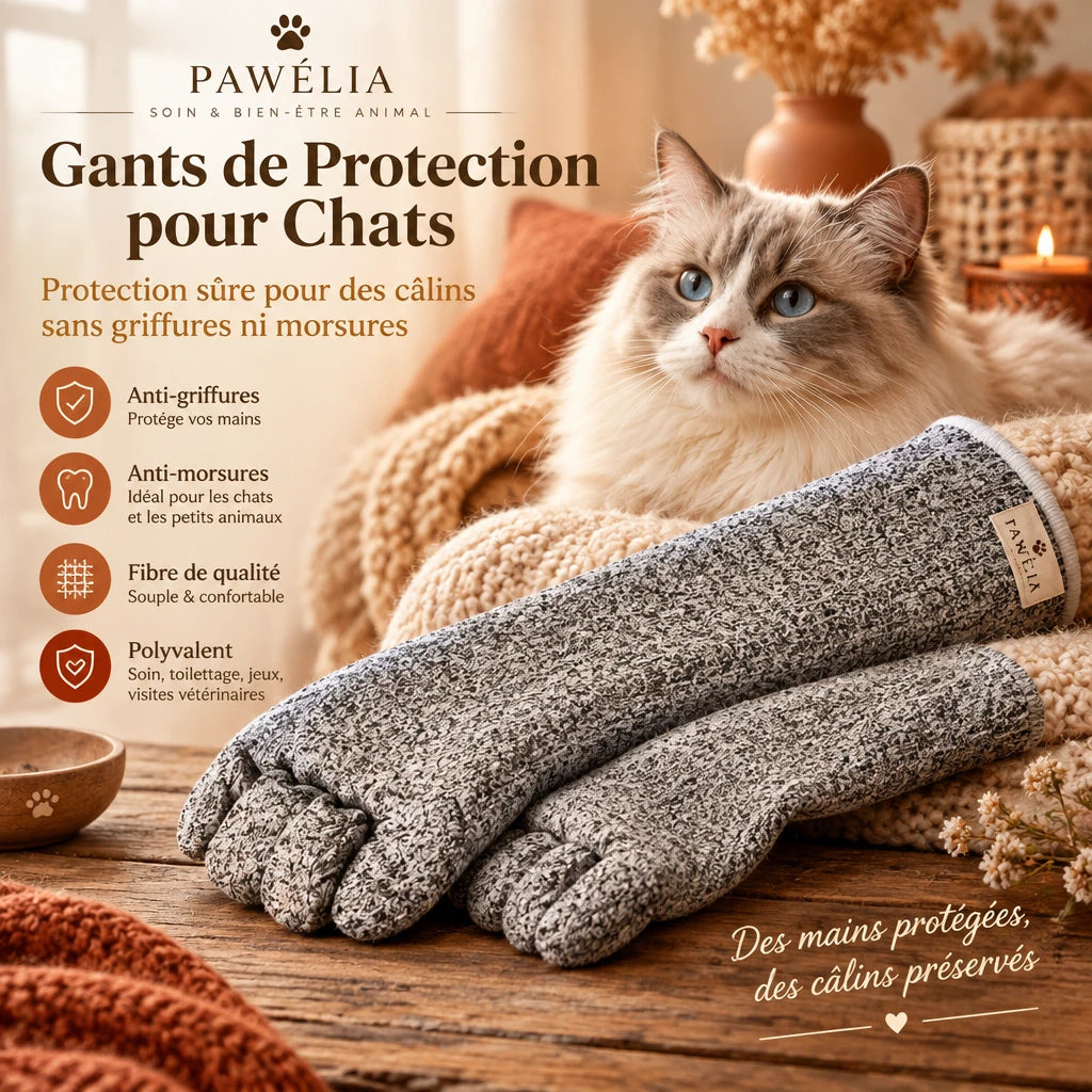 Gants de protection anti-griffures et anti-morsures pour chat et chien - Lot de 2 paires avec manchettes longues