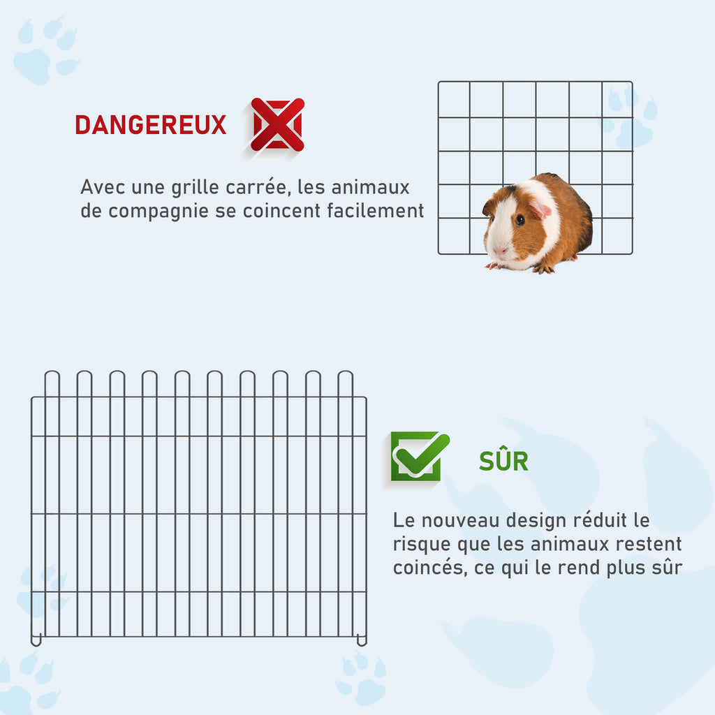 Parc enclos chiots animaux domestiques pour chiens lapins rongeurs petits animaux intérieur et extérieur diamètre 180 cm 8 panneaux 71 x 61 cm noir