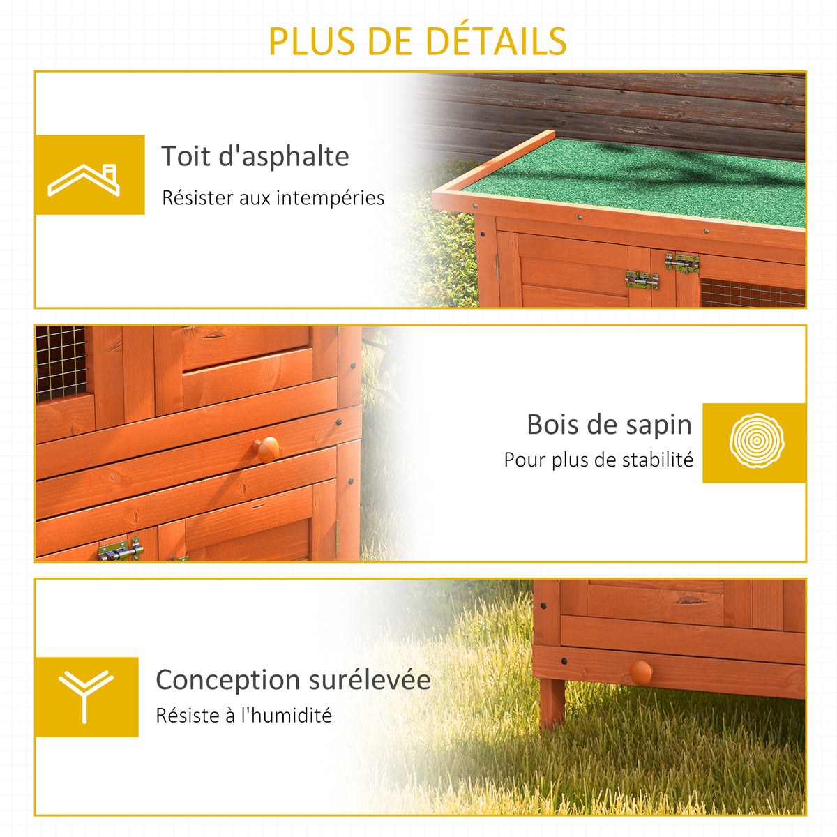 Clapier à lapin cage à lapin double niveau plateaux coulissants 4 portes verrouillables toit ouvrant 90L x 45l x 90H cm