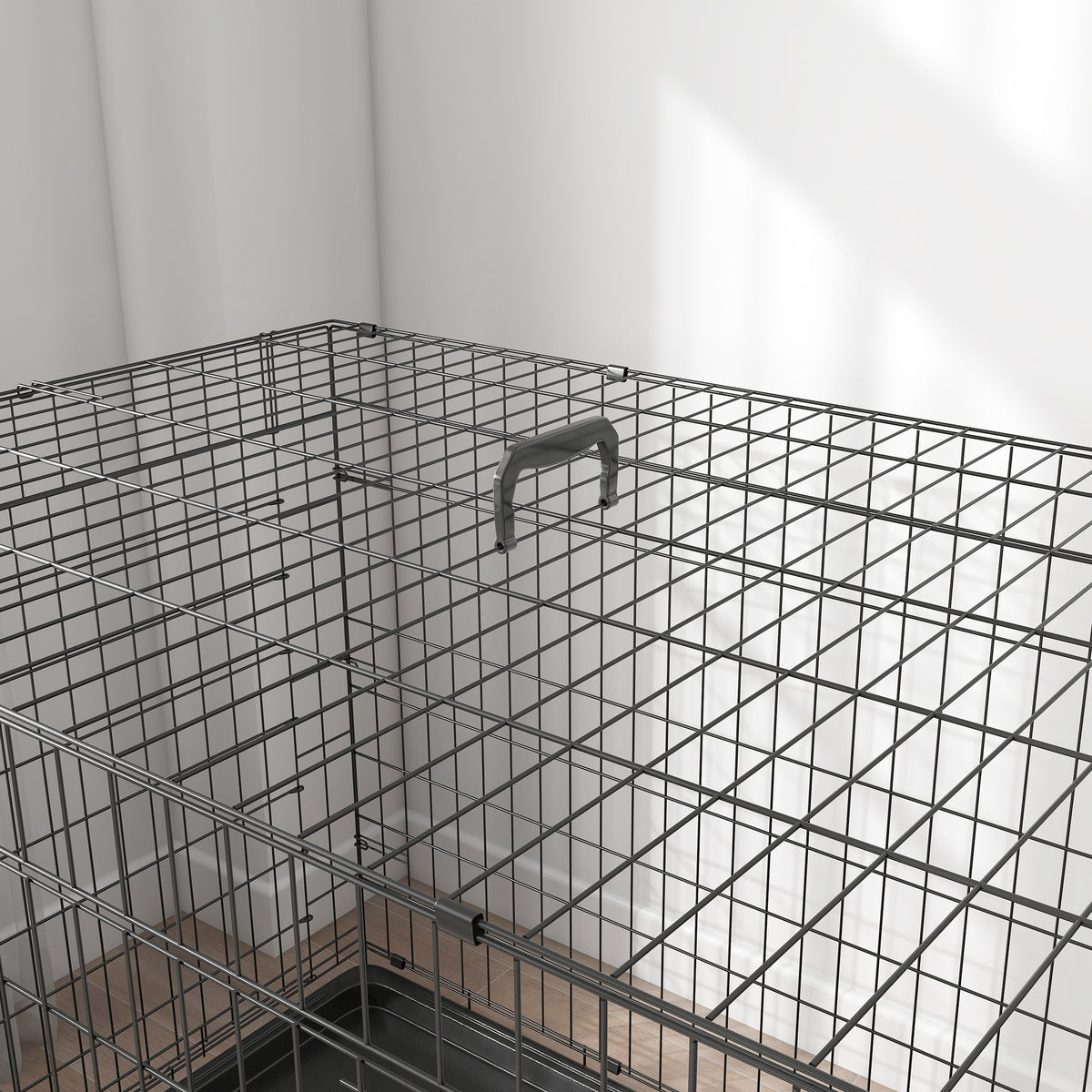 Cage caisse de transport pliante pour chien en acier 2 portes verrouillables 121 x 77 x 82 cm noir