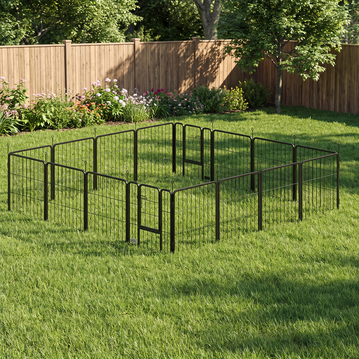 Parc pour chien, parc pour animaux, 16 panneaux, clôture portable pliable, sécurisé, noir