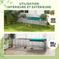 Parc enclos modulable acier avec bache pour lapins rongeurs petits animaux intérieur extérieur 220L x 85l x 70H cm vert