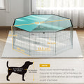 Parc pour chien, enclos chien 8 panneaux avec toit, modulable et pliable, enclos portable 60H cm avec porte argent vert