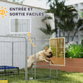 Parc pour chien enclos chien 8 panneaux modulable pliable acier avec porte pour chiot intérieur extérieur 80H cm argent
