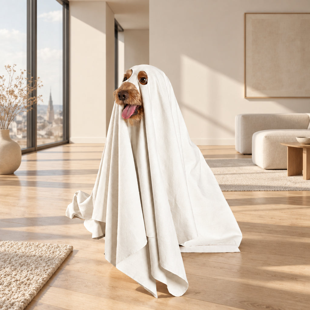 Serviette douce Ghost Dog – Séchage rapide & costume fantôme