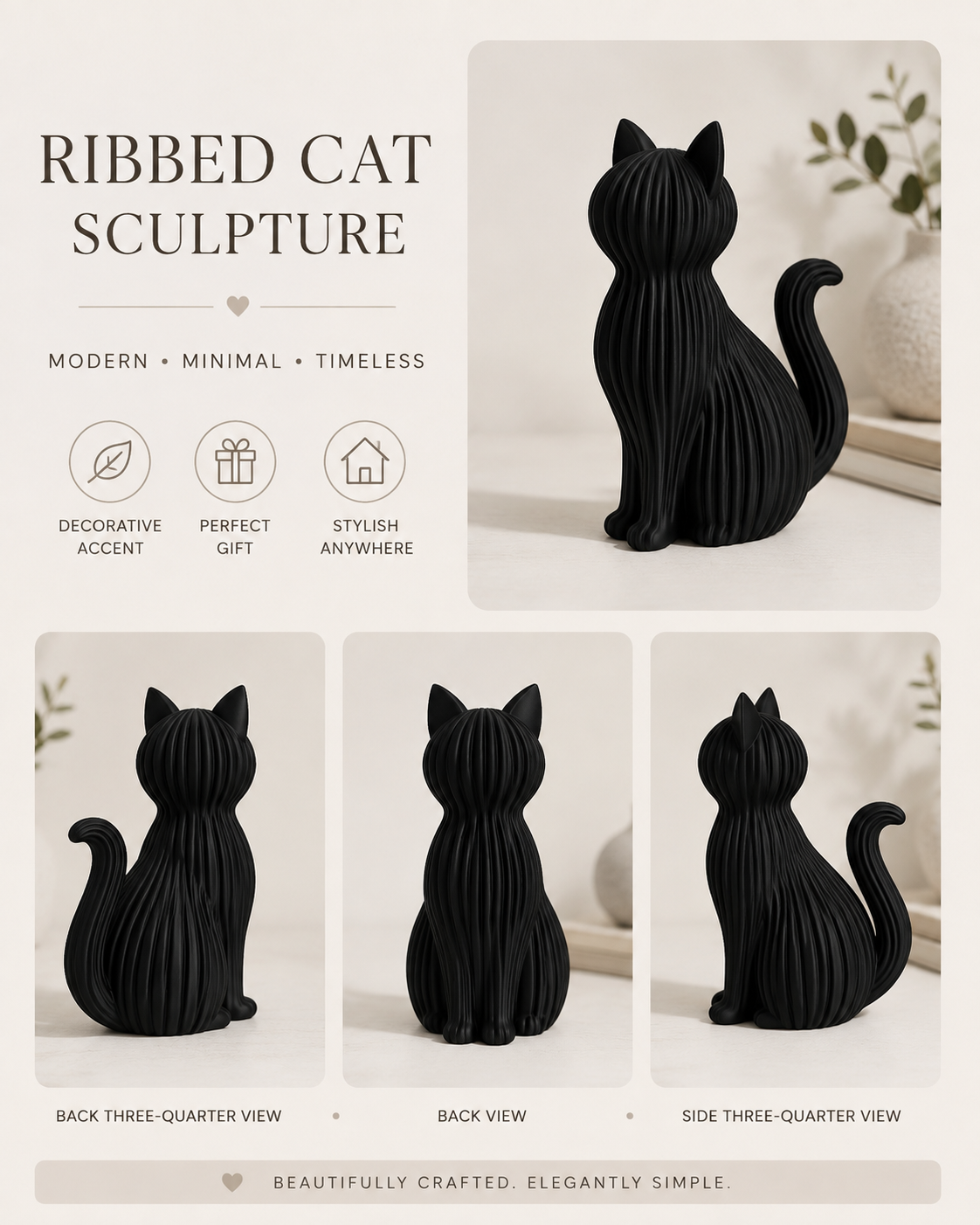 Chat japandi – Statue décorative design
