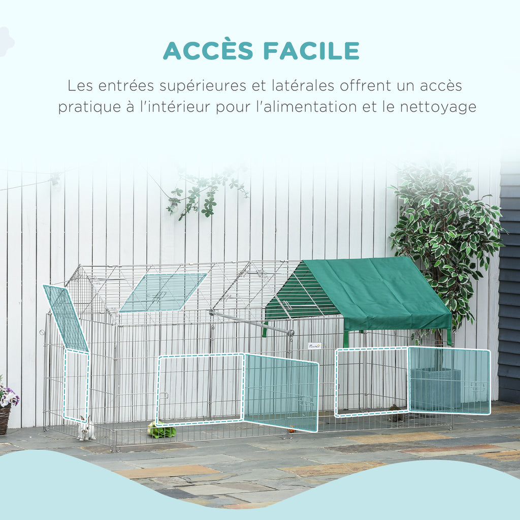 Clôture pour petits animaux cage pour animaux domestiques cadre en métal galvanisé 4 piquets de sol inclus 220 x