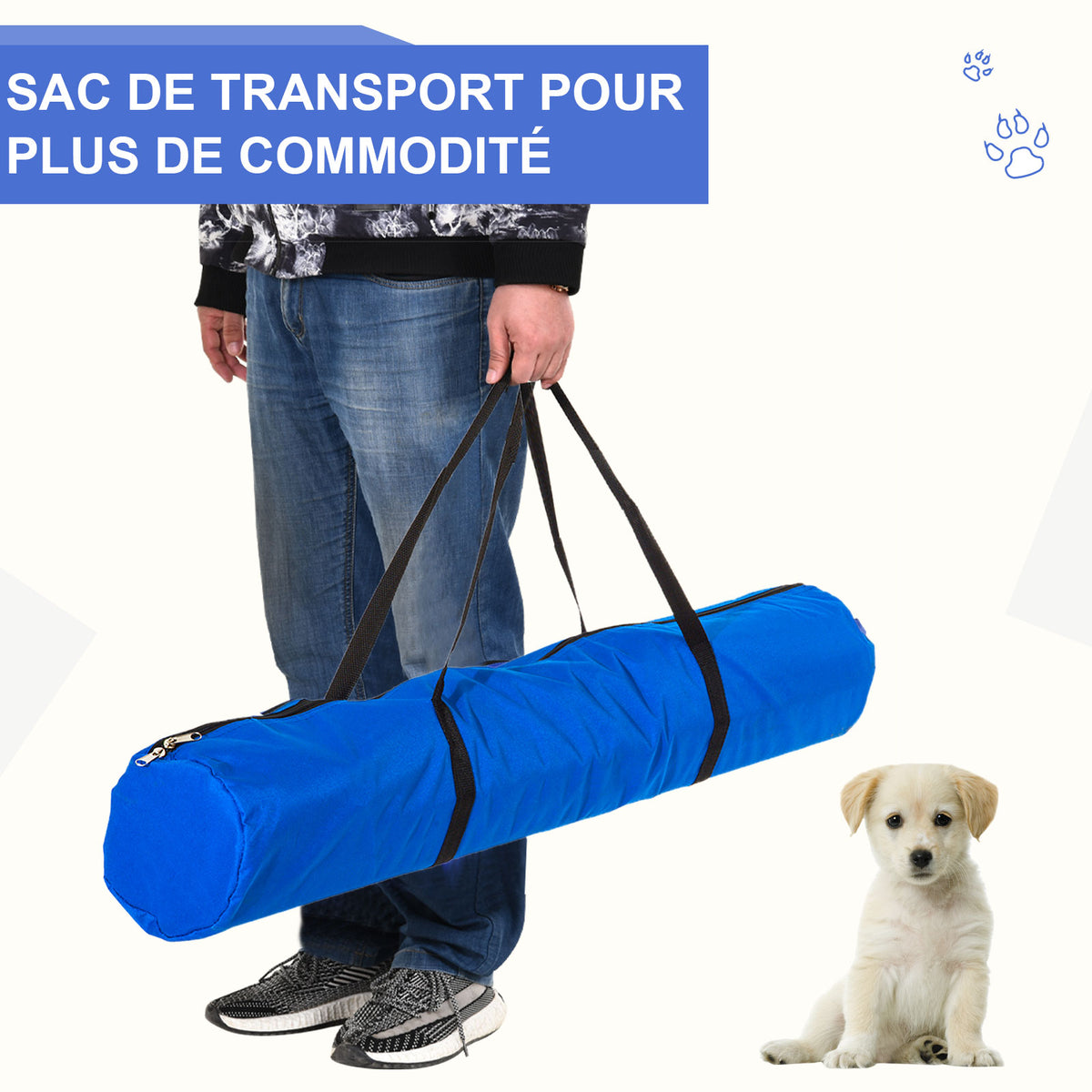 Agility sport pour chiens équipement complet obstacles et entrainement 11 pièces parcours agility chien avec sac de transport acier rouge et bleu