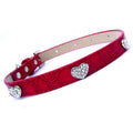 Collier rouge effet croco, orné de cœurs en cristaux