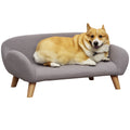 Canapé pour chien canapé pour animal de compagnie pieds effilés en bois revêtement tissu 72 x 44 x 31 cm - gris