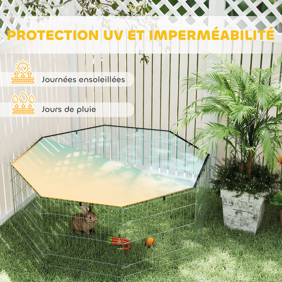 Parc pour chien, enclos chien 8 panneaux avec toit, modulable et pliable, enclos portable 60H cm avec porte argent vert