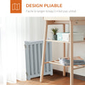 Barrière de Sécurité Chien Pliable Double Face en Bois, 4 Panneaux avec Porte, Pieds de Support, 205 x 60 cm, Gris