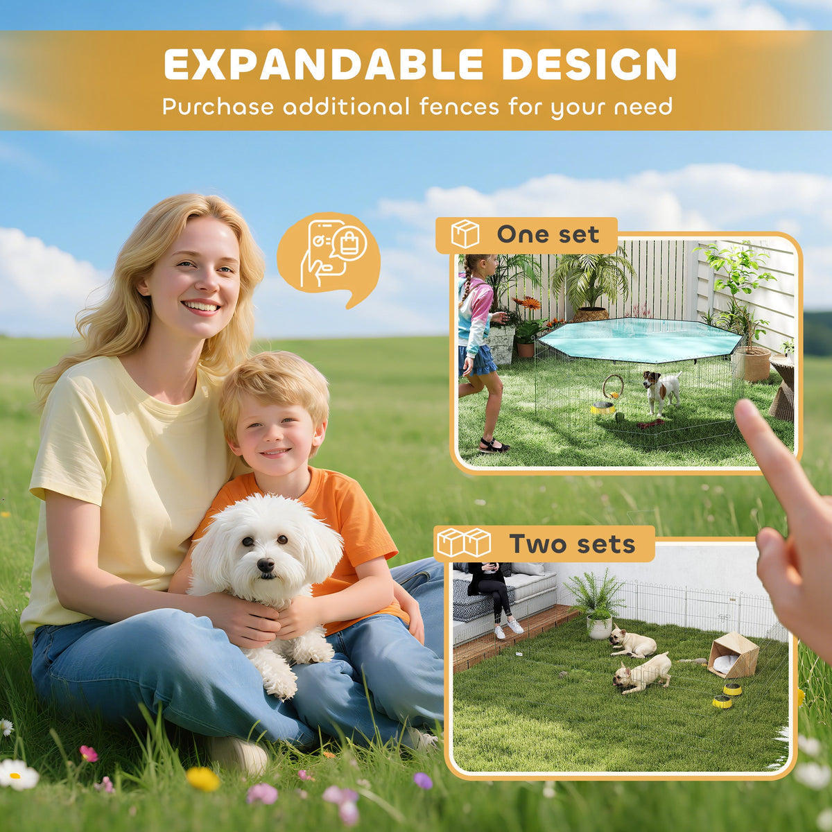 Parc pour chien, enclos chien 8 panneaux avec toit, modulable et pliable, enclos portable 60H cm avec porte argent vert