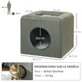 Maison niche pour chat 2 niveaux avec coussin moelleux en peluche - 36,5 x 36,5 x 33 cm gris