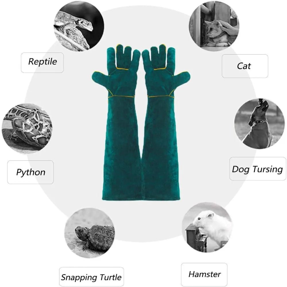 Animal Handling Gloves 60CM Durable Bite Scratch Resistant Gloves for Bathing Grooming Welding Dogs Cats Birds Lizards Reptiles - Alma Nova Care