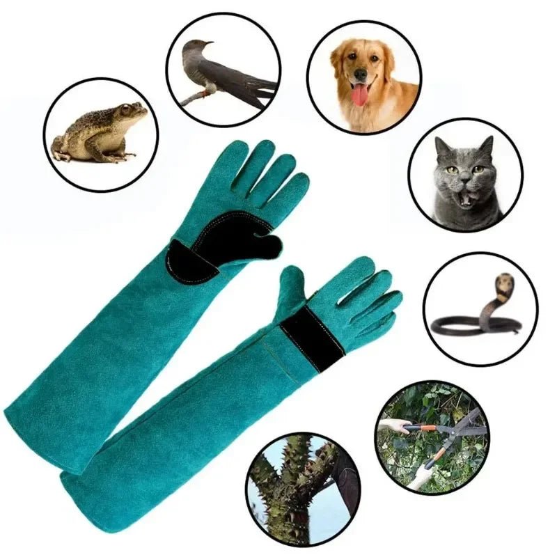 Anti-bite Safety Bite Gloves For Catch Dog Cat Reptile Animal Ultra Long Thickened Cowhide Pets Grasping Biting Protective Glove - Alma Nova Care