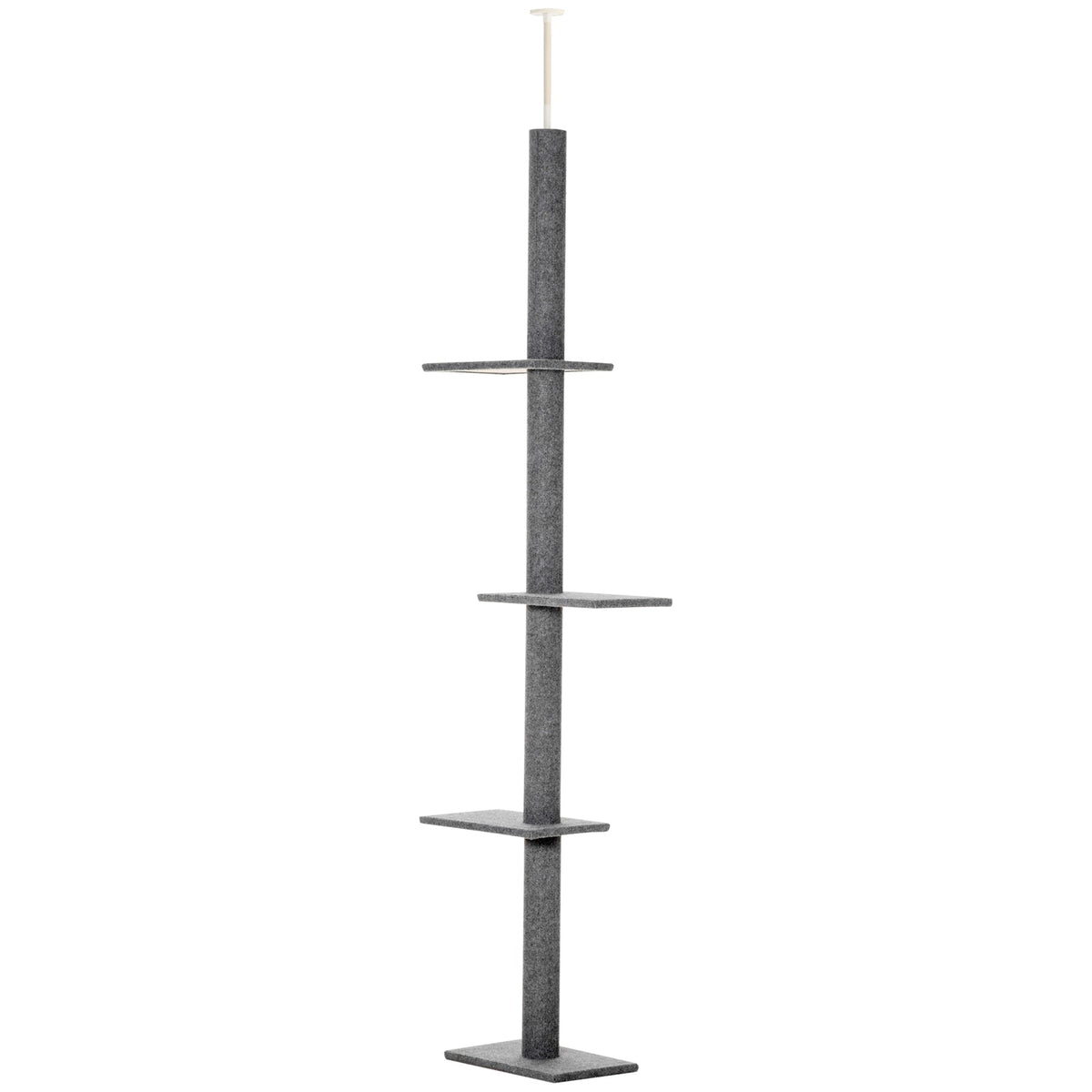 Arbre à chat du sol au plafond poteau à griffer hauteur réglable dim. 43L x 27I x 228-260H cm 4 niveaux d'activités gris - Alma Nova Care