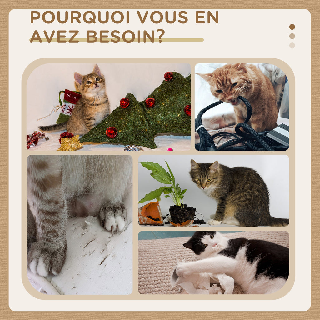 Arbre à chat hauteur de 57 cm avec griffoir en jute, niche, plateforme et balle de jeu, en tissu peluche gris clair - Alma Nova Care