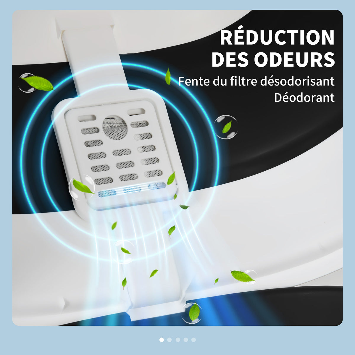 bac à litière pour chat pliable porte battante lucarne + pelle fournis noir blanc - Alma Nova Care