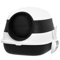 bac à litière pour chat pliable porte battante lucarne + pelle fournis noir blanc - Alma Nova Care