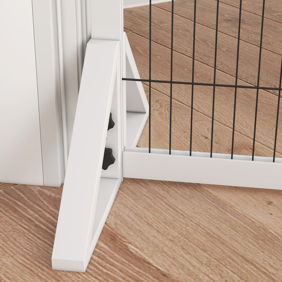 Barrière de sécurité pour chien barrière de protection à 2 panneaux largeur réglable 63-106 cm en bois acier blanc - Alma Nova Care