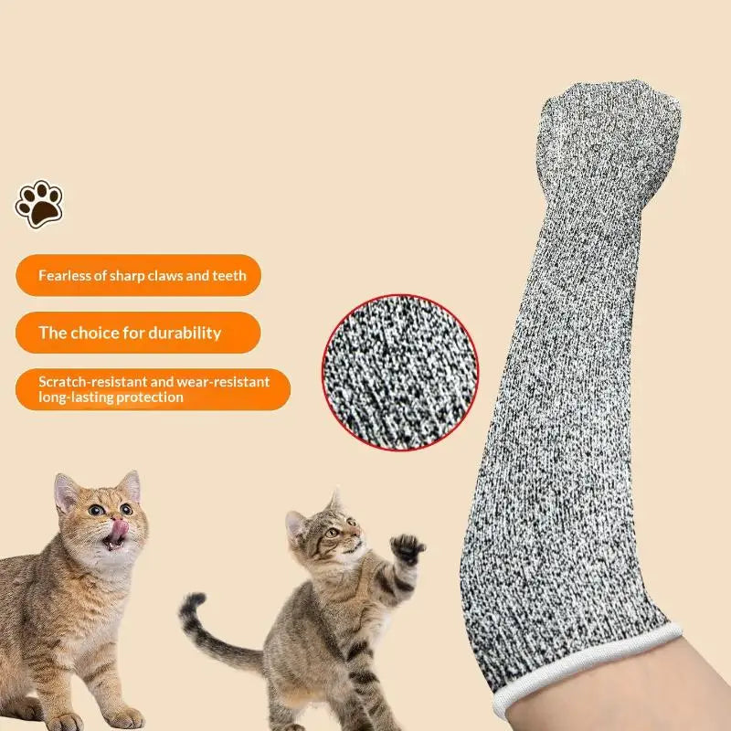 Scratch Resistant Cat Gloves Bite Proof Long Cuff Protection Durable for Pet Grooming Handling Feeding