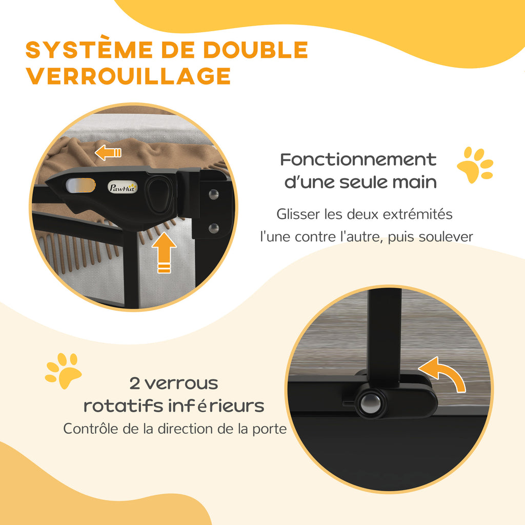 Barrière de sécurité animaux chien porte fermeture automatique sans perçage de 74 à 80 cm acier noir