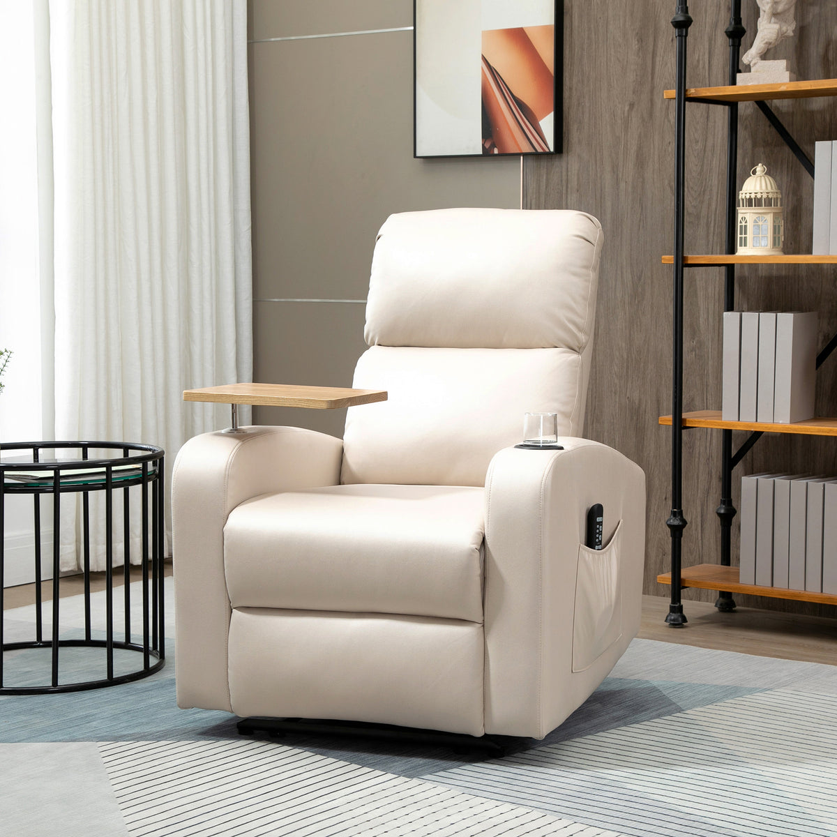 Fauteuil de relaxation fauteuil de massage inclinable avec Tablette, Poches latérales et Télécommande chaise TV