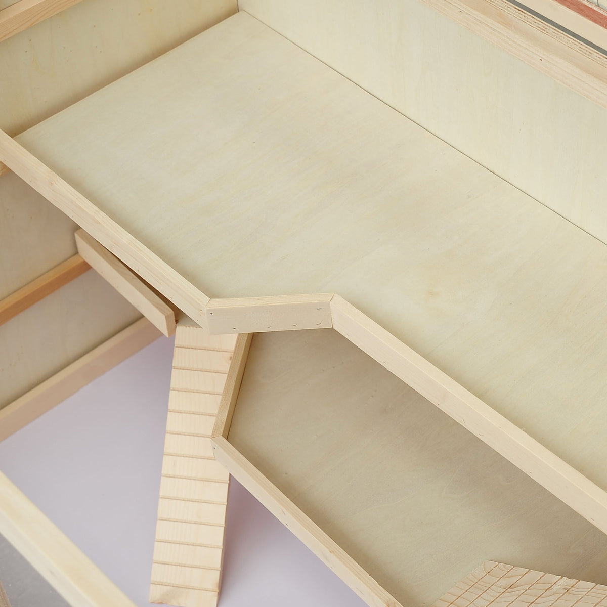 Cage à hamster cage gerbilles 2 niveaux toit ouvrable fenêtres cabane 2 échelle, 115 x 57 x 55 cm, effet bois naturel - Alma Nova Care