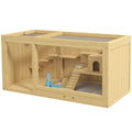 Cage Hamster Habitat pour Rongeurs Souris Plusieurs Niveaux Plateformes Échelle Balançoires 100 x 50 x 50 cm Naturel - Alma Nova Care