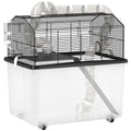 Cage pour hamster portable cage pour hamster avec rampe, gamelle, bouteille d'eau système de tuyaux 58 x 43 x 57 cm noir - Alma Nova Care