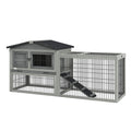 Clapier de sol cage à lapin cottage niche supérieure avec rampe enclos extérieur 150 x 52 x 68 cm gris - Alma Nova Care