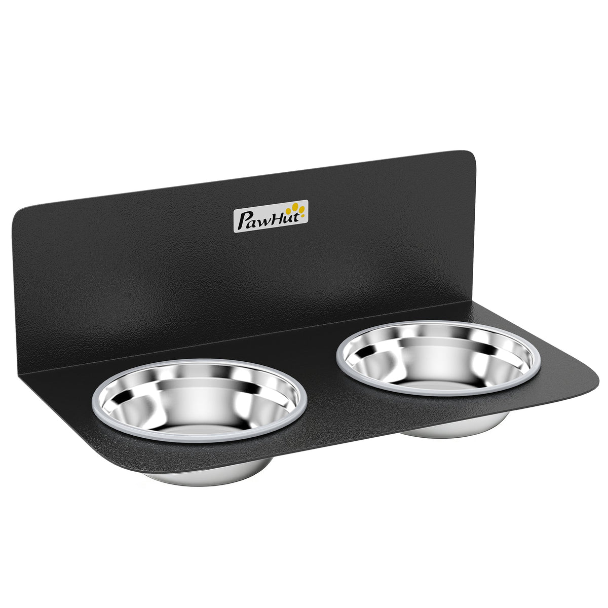 Gamelle Bol pour Chien Double Gamelle Support Mural 2 Bols Acier Inox 800ml Hauteur Réglable 42x23,5x14cm Noir - Alma Nova Care