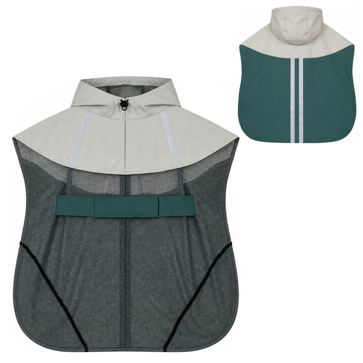 Imperméable pour Chien avec Capuche, Bandes Réfléchissantes, Ouverture pour Laisse, 110x72x0,5cm, Vert - Alma Nova Care