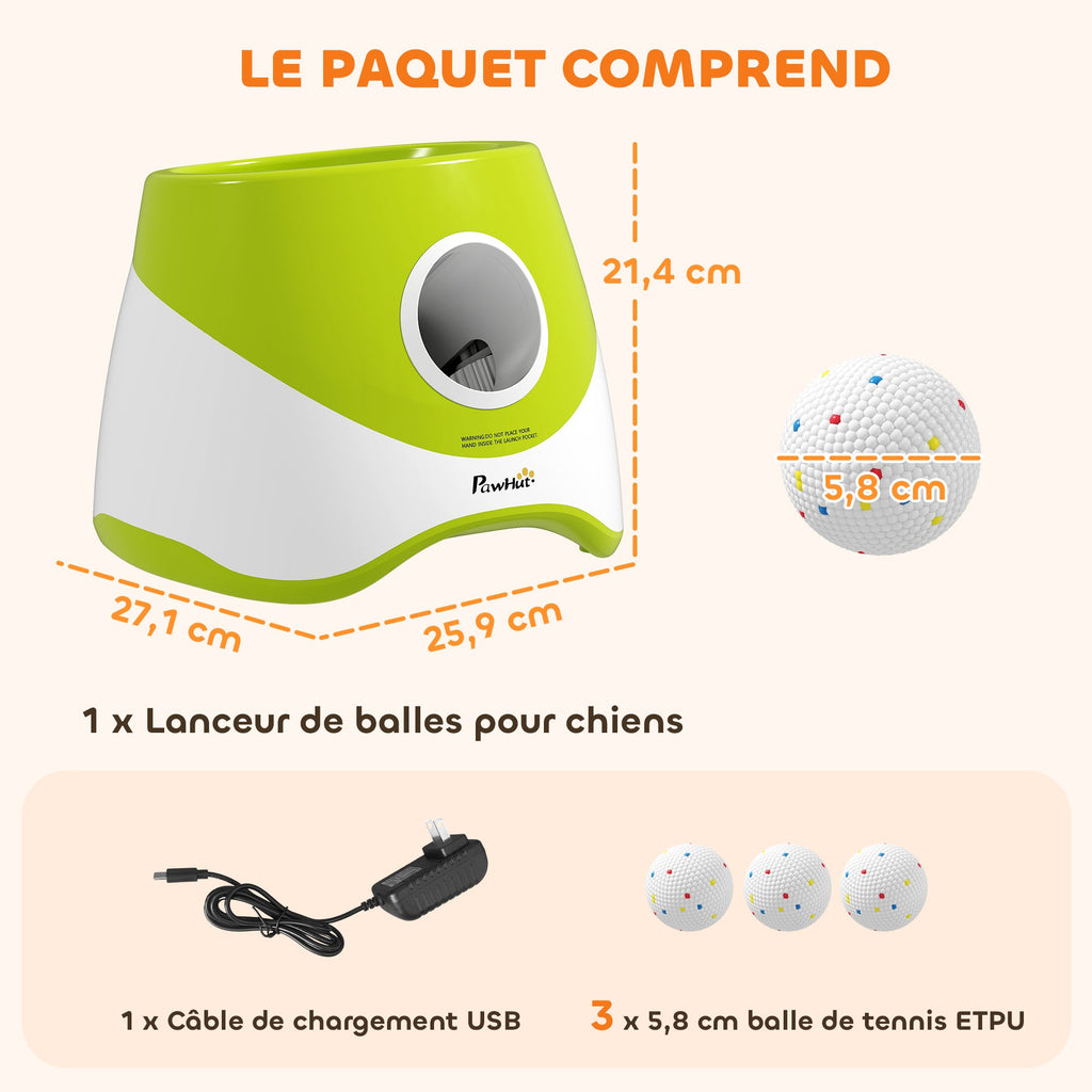 Lanceur de Balles Automatique avec 3 Balles en ETPU, 3 Réglages de Distance 6m/10m/14m, Intérieur et Extérieur, Vert - Alma Nova Care