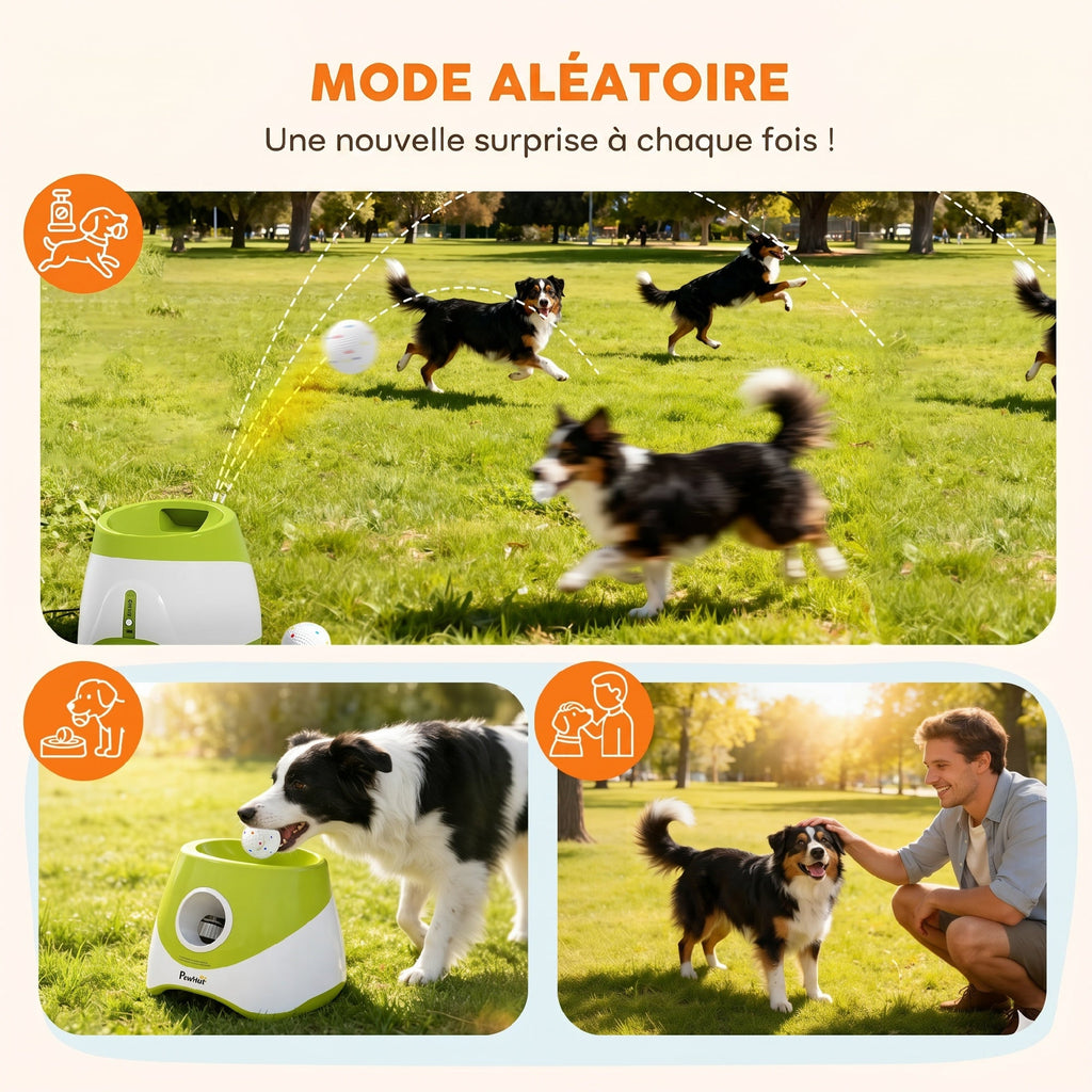 Lanceur de Balles Automatique avec 3 Balles en ETPU, 3 Réglages de Distance 6m/10m/14m, Intérieur et Extérieur, Vert - Alma Nova Care