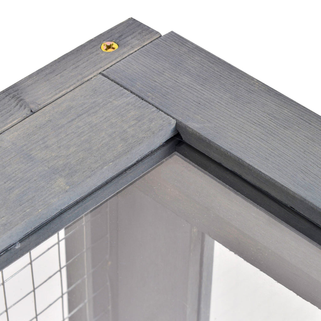 Maison enclos cage habitat pour petit animal tortues avec 2 espaces 91 x 60,5 x 32 cm bois massif gris - Alma Nova Care