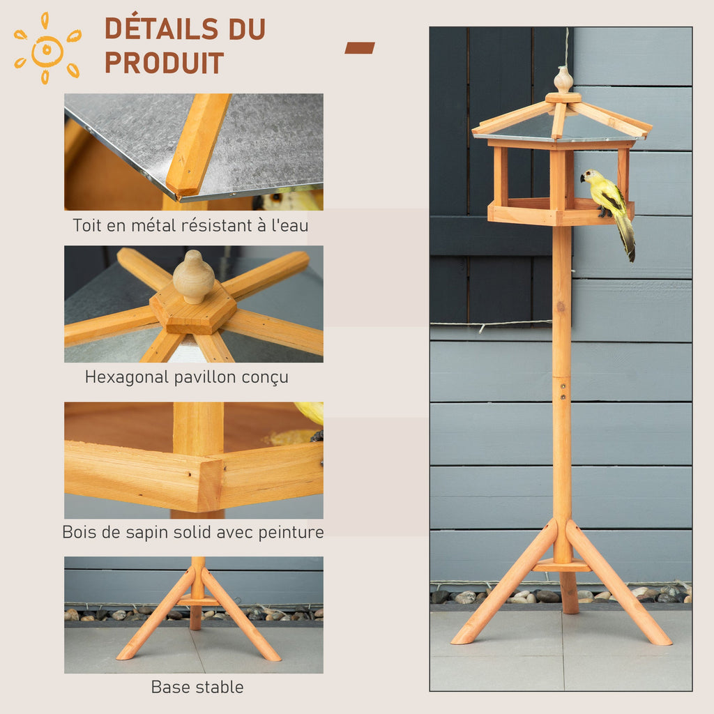 Mangeoire Mangeoire pour oiseaux sauvages sur Pied nichoir a Plateau Station a Oiseau Abris à oiseaux Bois pour Exterieur 113 cm - Alma Nova Care
