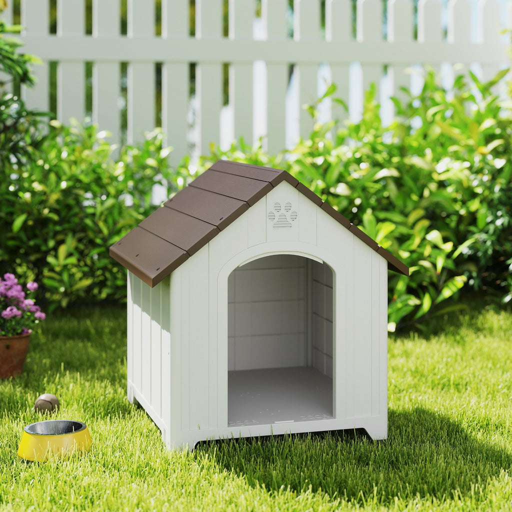 Niche pour chien extérieur, maison chien en polypropylène imperméable, ventilé, plancher surélevé, gris clair - Alma Nova Care