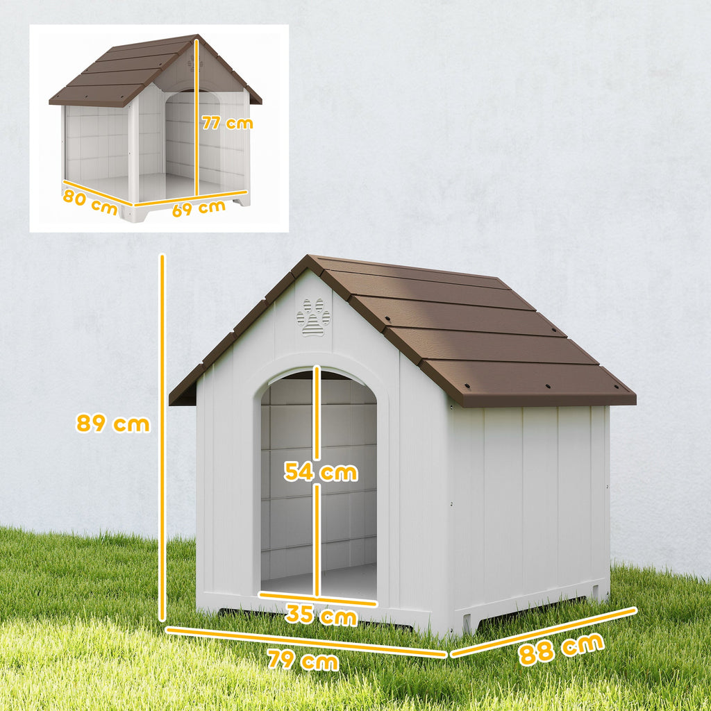 Niche pour chien extérieur, maison chien en polypropylène imperméable, ventilé, plancher surélevé, gris clair - Alma Nova Care