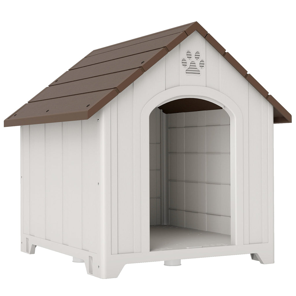 Niche pour chien extérieur, maison chien en polypropylène imperméable, ventilé, plancher surélevé, gris clair - Alma Nova Care