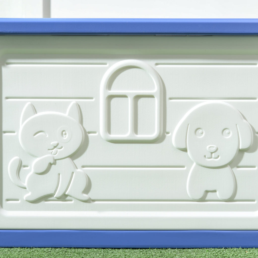 Niche pour chien extérieure en plastique maison pour chiens avec bouches d'aération bleu et blanc - Alma Nova Care