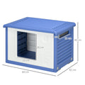Niche pour chien extérieure en plastique maison pour chiens avec bouches d'aération bleu et blanc - Alma Nova Care