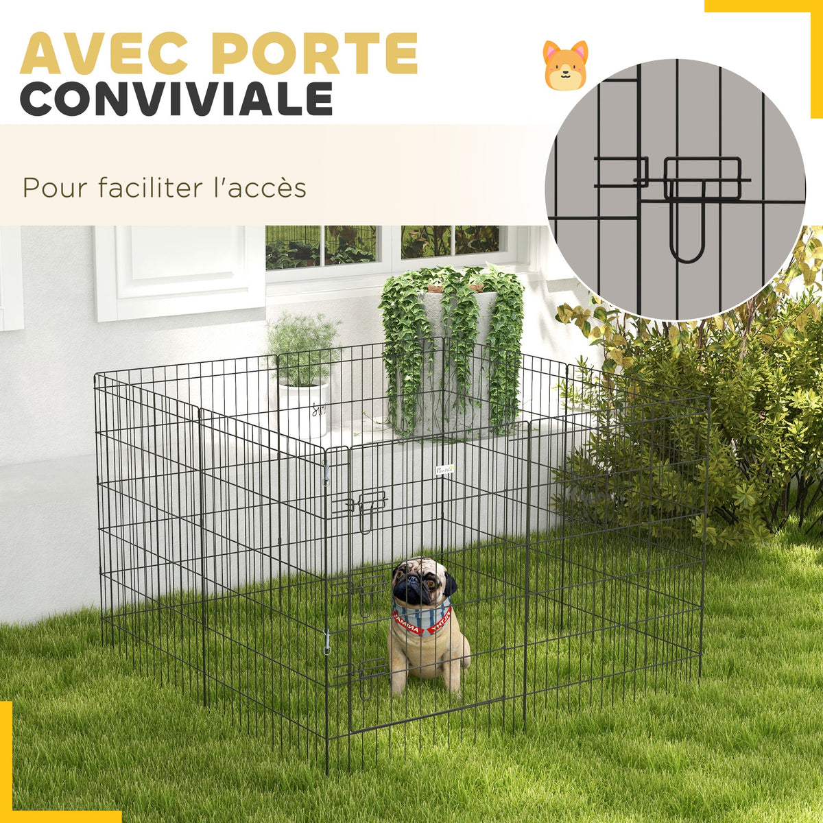 Parc enclos modulable pour chiens lapins rongeurs clôture pour petits animaux intérieur et extérieur 61 x 91 cm noir - Alma Nova Care