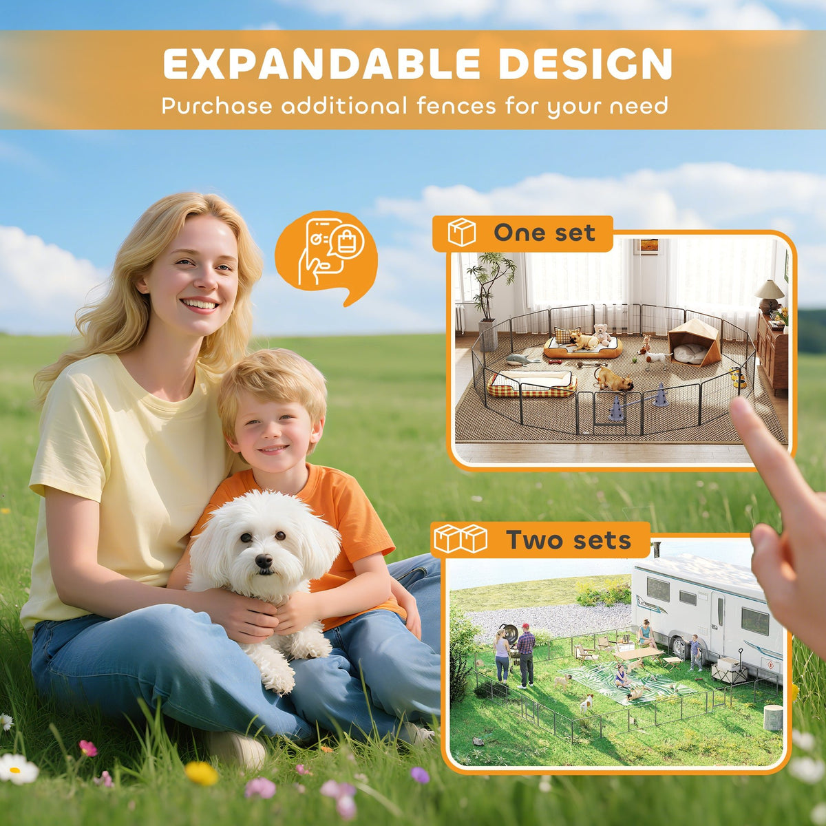 Parc pour chien, enclos chien 16 panneaux modulable et pliable, portable en acier avec portes 80 x 60 gris - Alma Nova Care