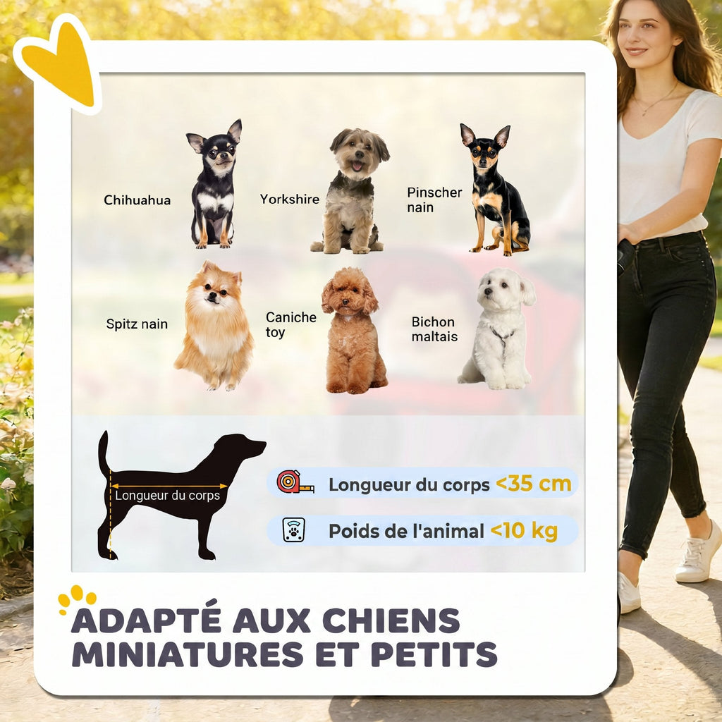 Poussette pour Chien 4 Roues, Chariot Pliable avec Auvent Réglable, Panier de Rangement, 77x44x102cm, Rouge - Alma Nova Care