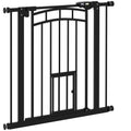 Barrière de sécurité animaux chien porte fermeture automatique sans perçage de 74 à 80 cm acier noir