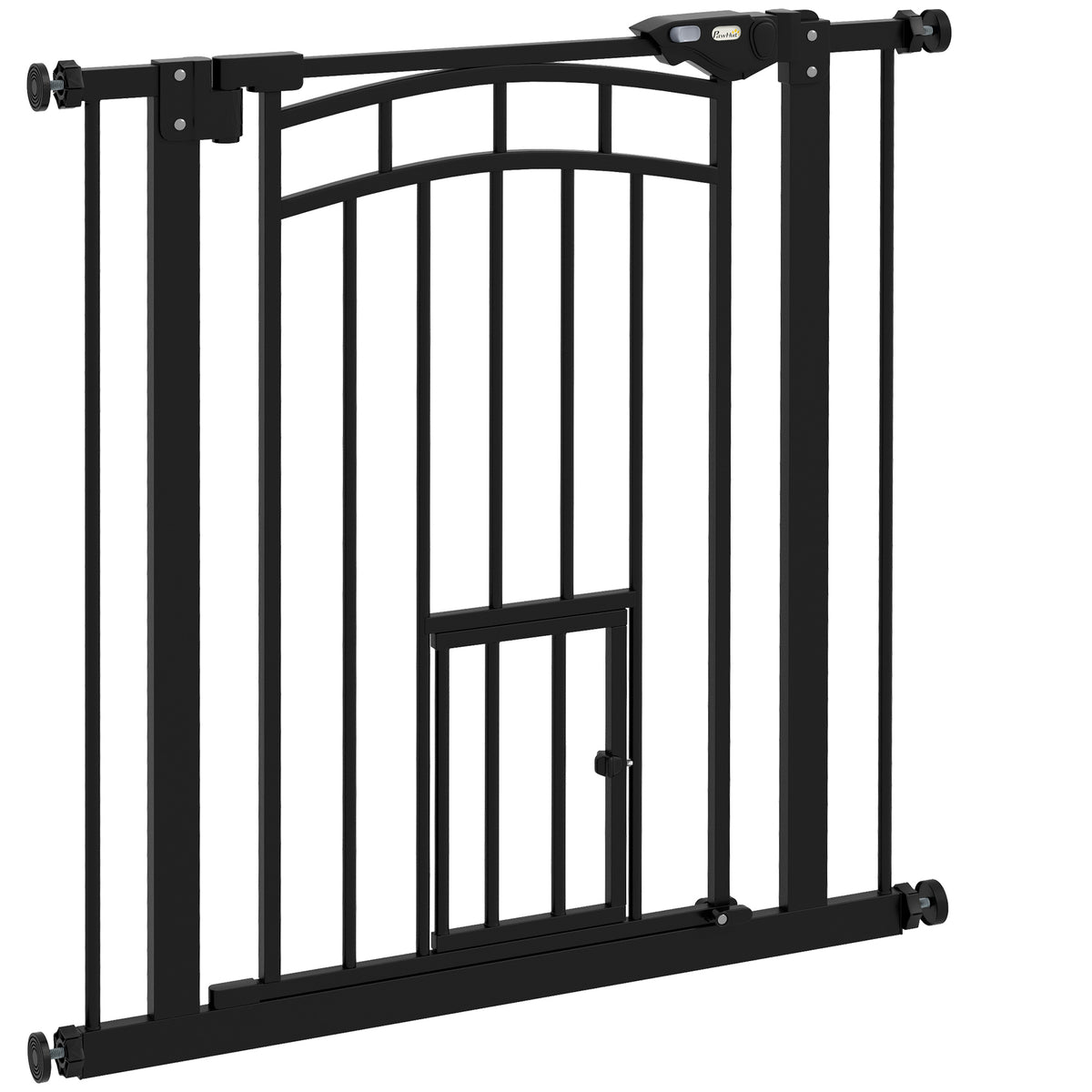 Barrière de sécurité animaux chien porte fermeture automatique sans perçage de 74 à 80 cm acier noir