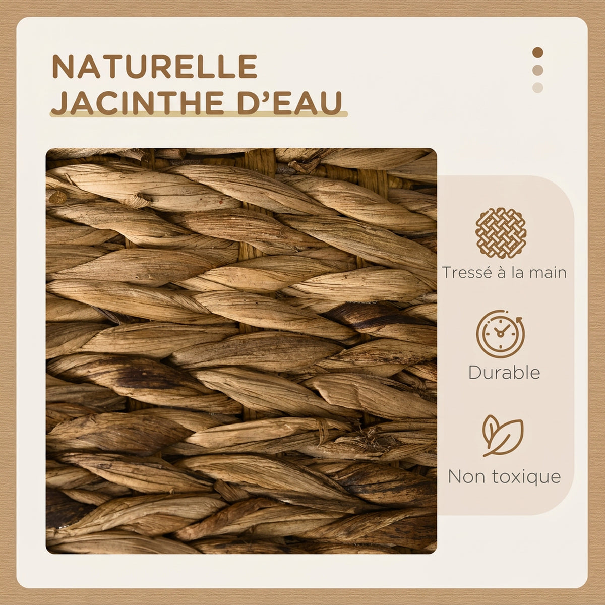Tonneau à Gratter pour Chat 3 Niveaux, Coussins, Tressage en Jacinthe d'Eau, Cadre en Acier, Ø 40 x 73 cm, Marron Clair