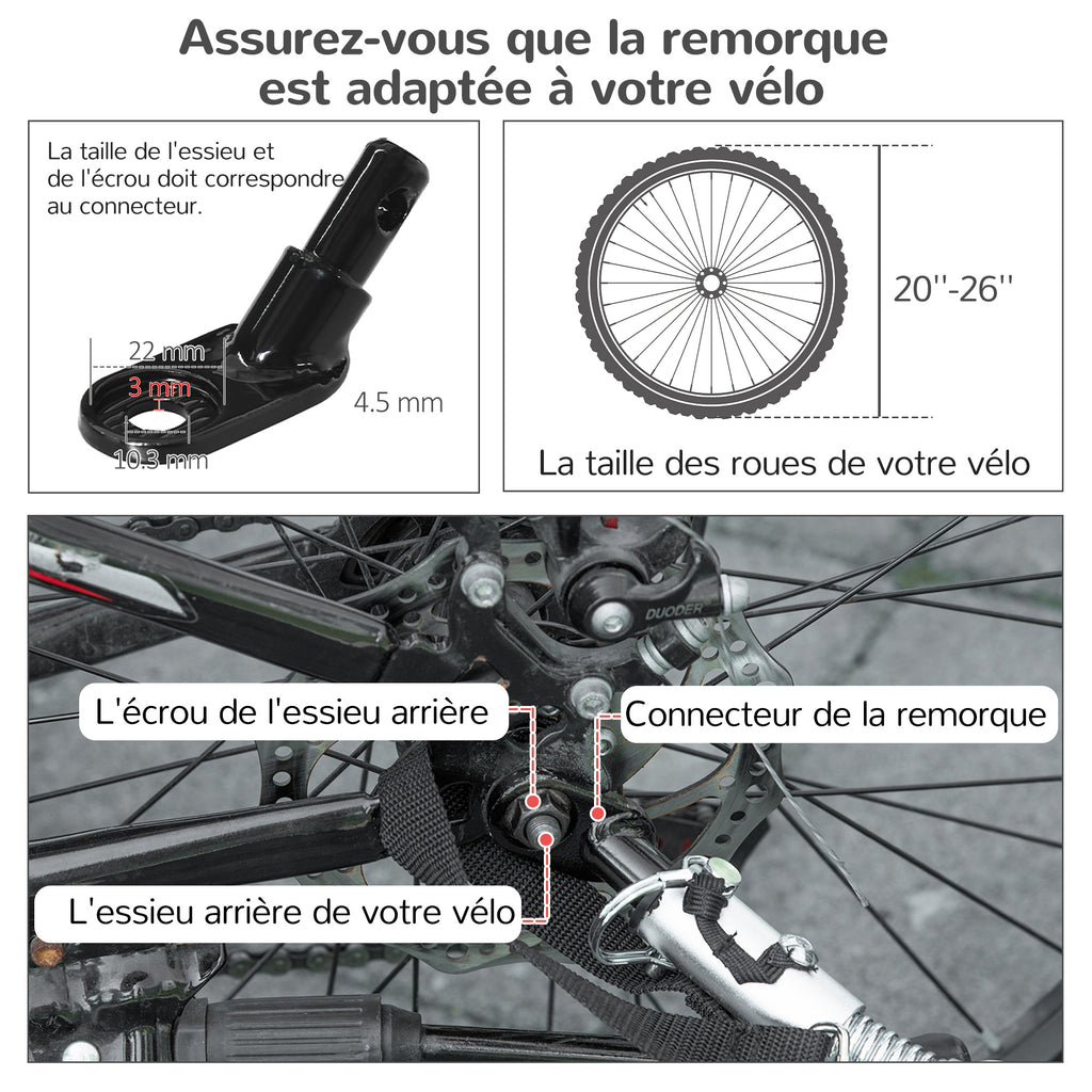 Remorque vélo jogger 2 en 1 pour animaux de compagnie drapeau roue avant pivotante réflecteurs noir